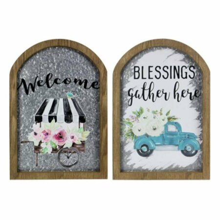 YOUNGS Metal Wall Sign with Wood Framed Wall Art, Assorted Color - 2 Piece 70790